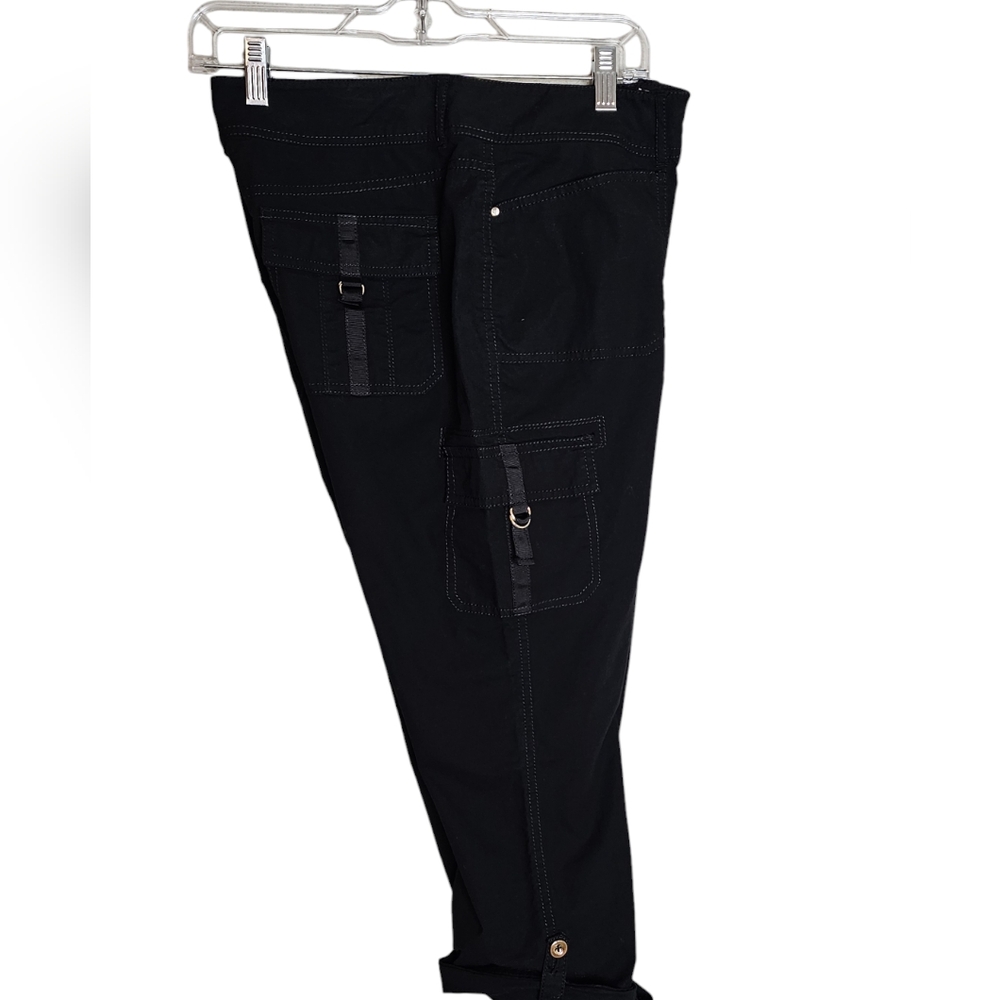 White House Black Market Cargo Capri Black Pants Size 8 - Picture 5 of 7